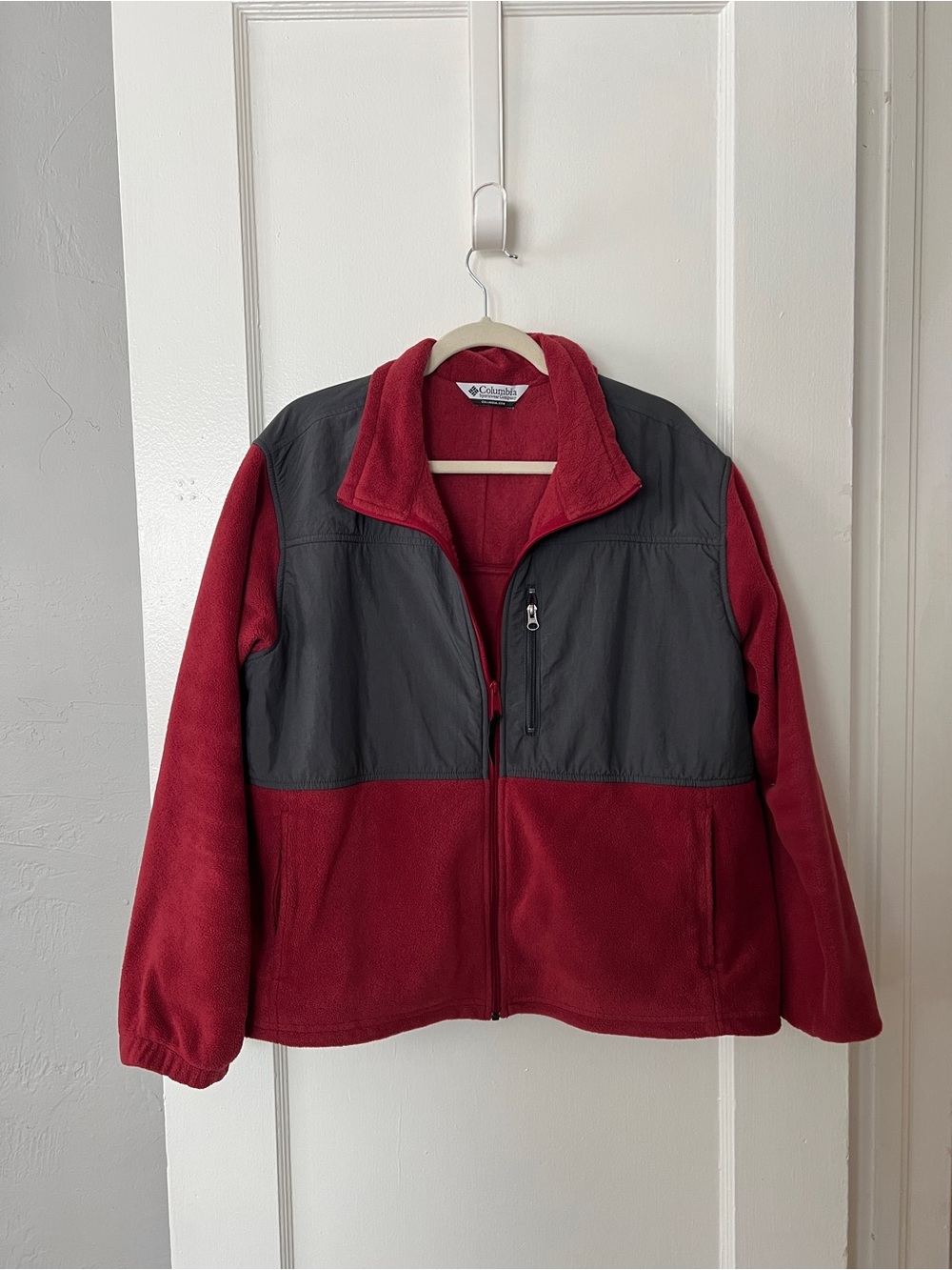 Columbia Red and Gray Fleece Jacket with Chest Pocket
